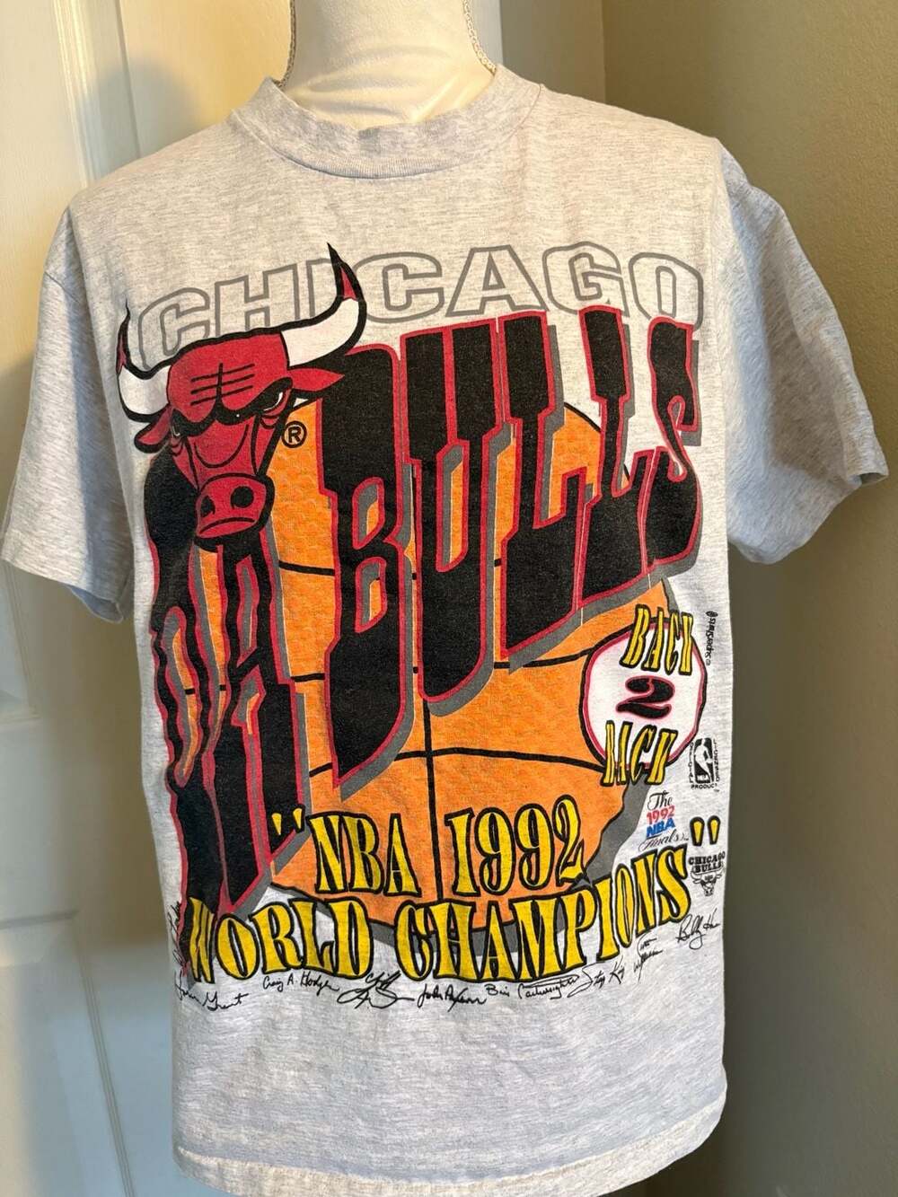 Rare Vintage 1992 Chicago Bulls Back 2 Back NBA World Champions T-Shirt